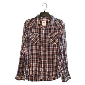 Levi's Button Down Shirt men's Size Medium Modern fit plaid snap long sleeve